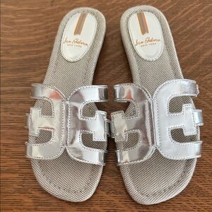 Sam Edelman Metallic Silver Slide Sandals